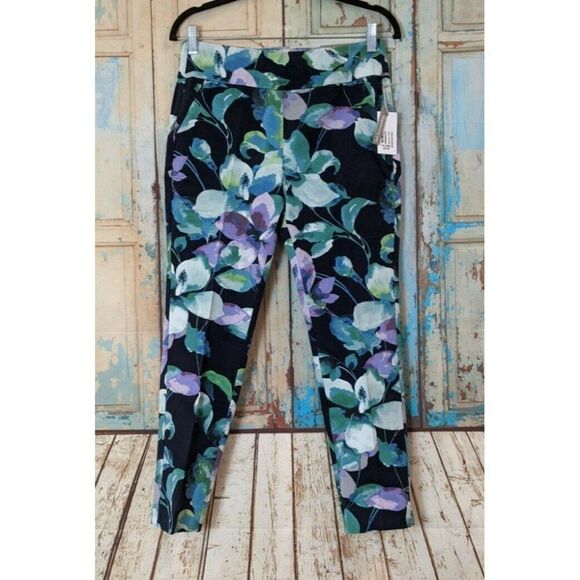 Soft Surroundings Womens Sz PS Blue Floral Stretch Amaryllis Skinny Ankle Pants - Picture 2 of 8